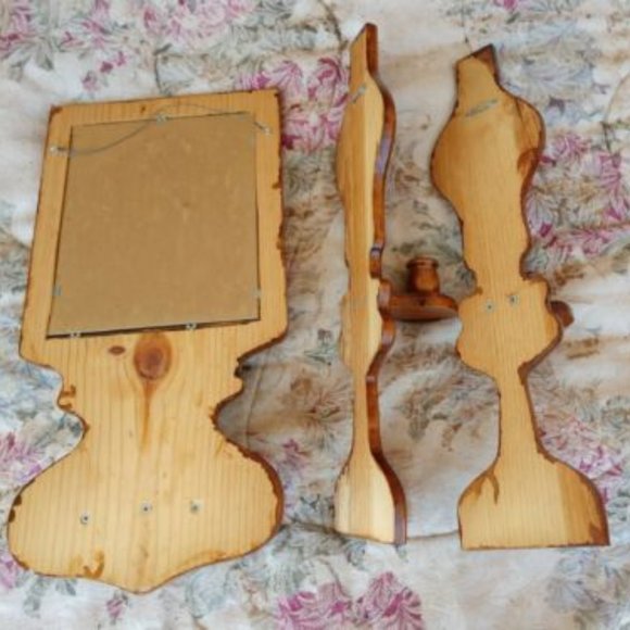 👁️‍🗨️WOOD 3 PIECES✅ Vintage  Wood Picture Frame & Candle Sconce Set Price Firm - Picture 8 of 16